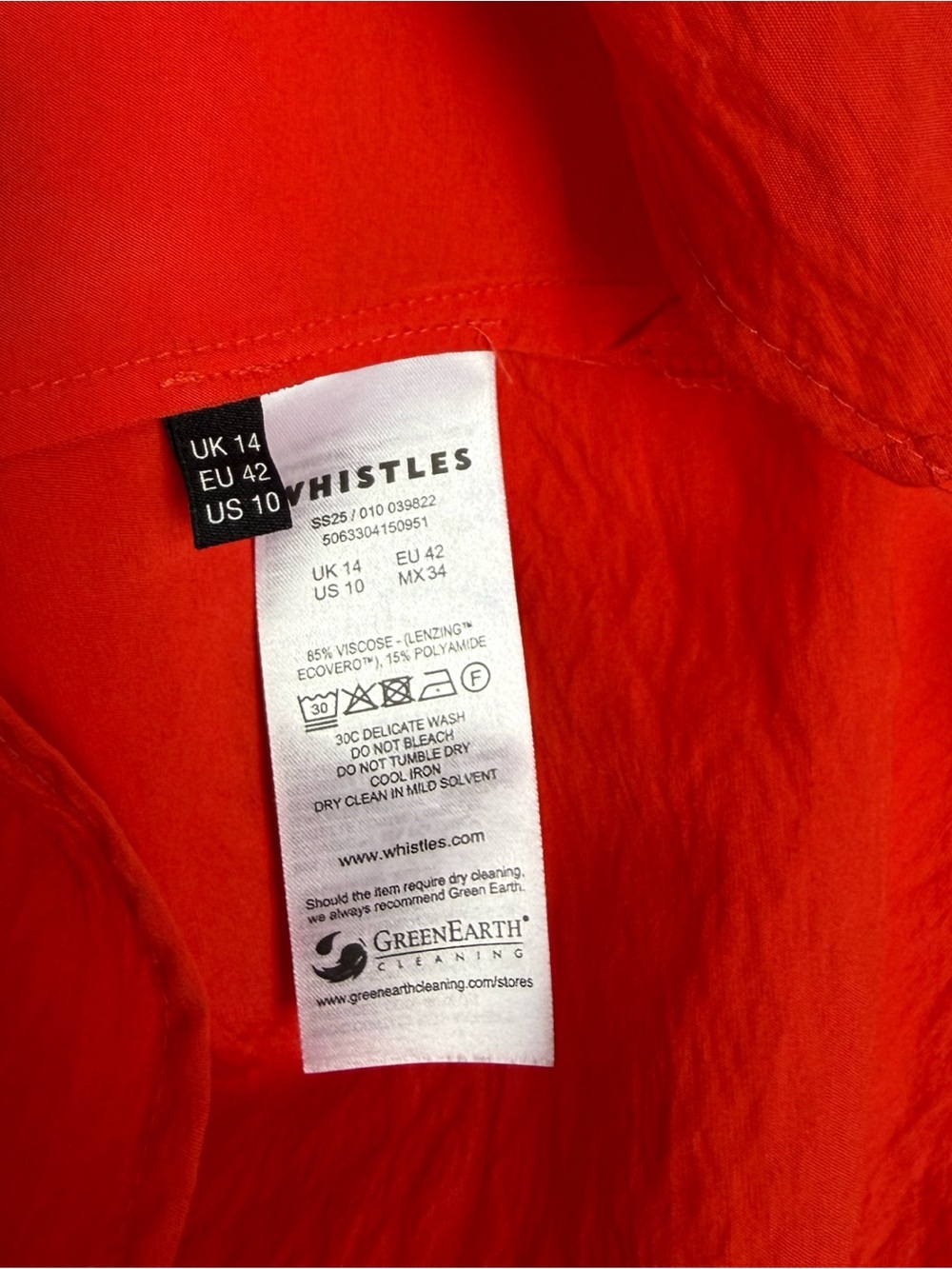Whistles Lea Short Sleeve Red Orange Blouse Shirt - Picture 8 of 9